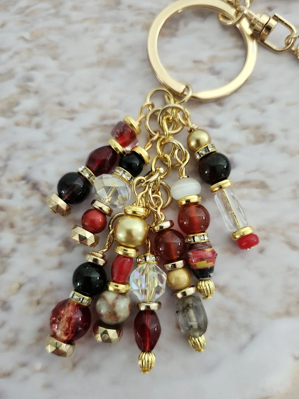 Lobster Purse Charm or Keychain Carnelian Agate Rhodonite Handcrafted